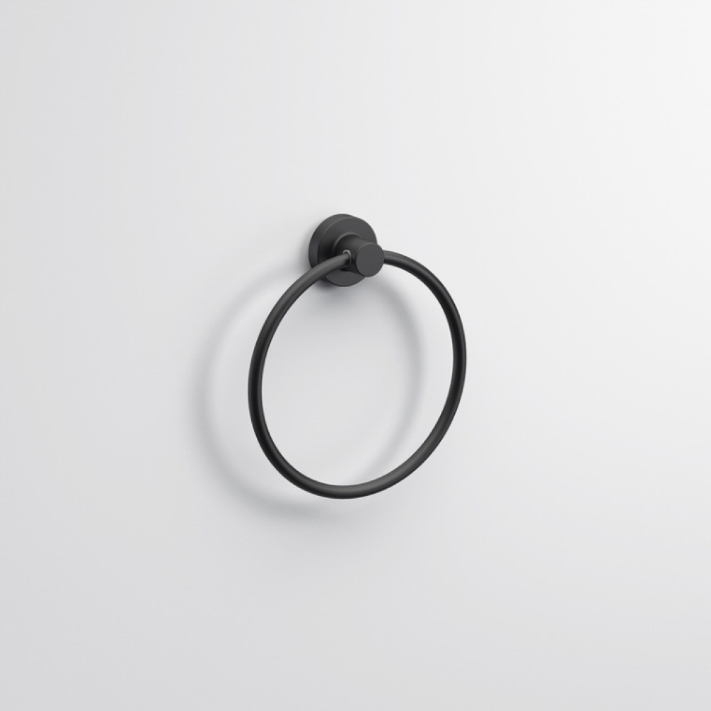 Close up product image of the Origins Living Tecno Project Black Towel Ring
